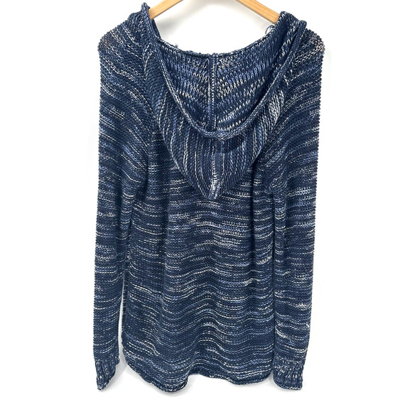 Eddie Bauer Hoodie Womens XL Blue Marled Open Knit Pullover Long Sleeve Boho - Picture 7 of 8